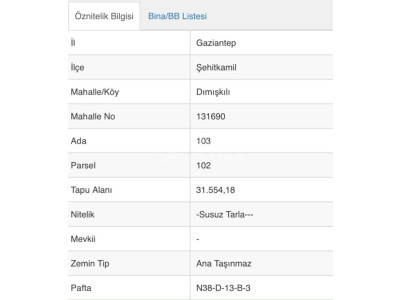 Gaziantep Dımışkılı'da 31.554m² Satılık Bağ-Bahçe